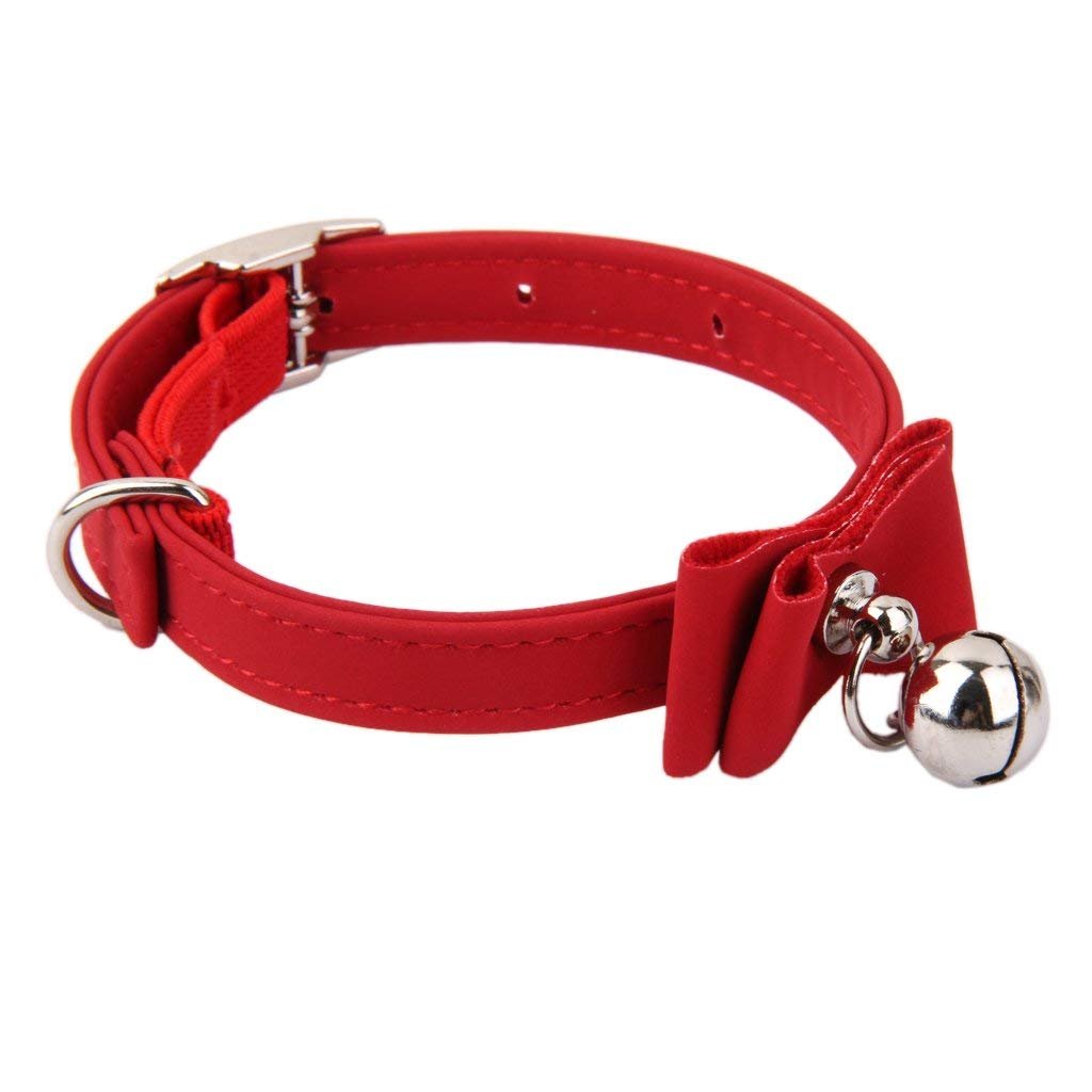 Newlly Adjustable Pet Kitten Cat Safety Collar Bell Buckle Neck (Red), Velvet, (Pack Of 1),27 Cm 3