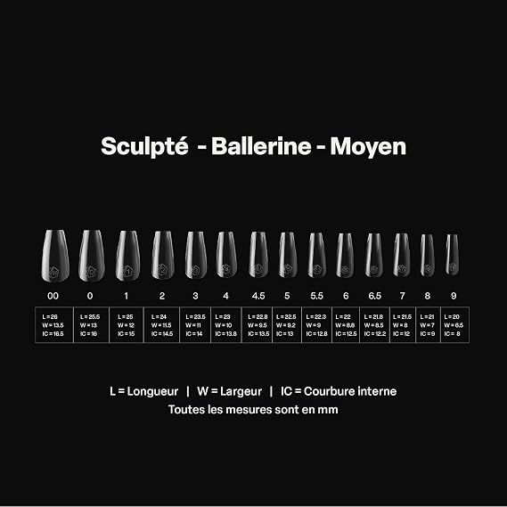 Apres Gel-X Coffin Box of Nail Tips | 280 Gel-X Tips, Soft Tips, 14 Sizes 00-9 | Half-sizes Included (Sculpted Coffin Medium, 280 Count)