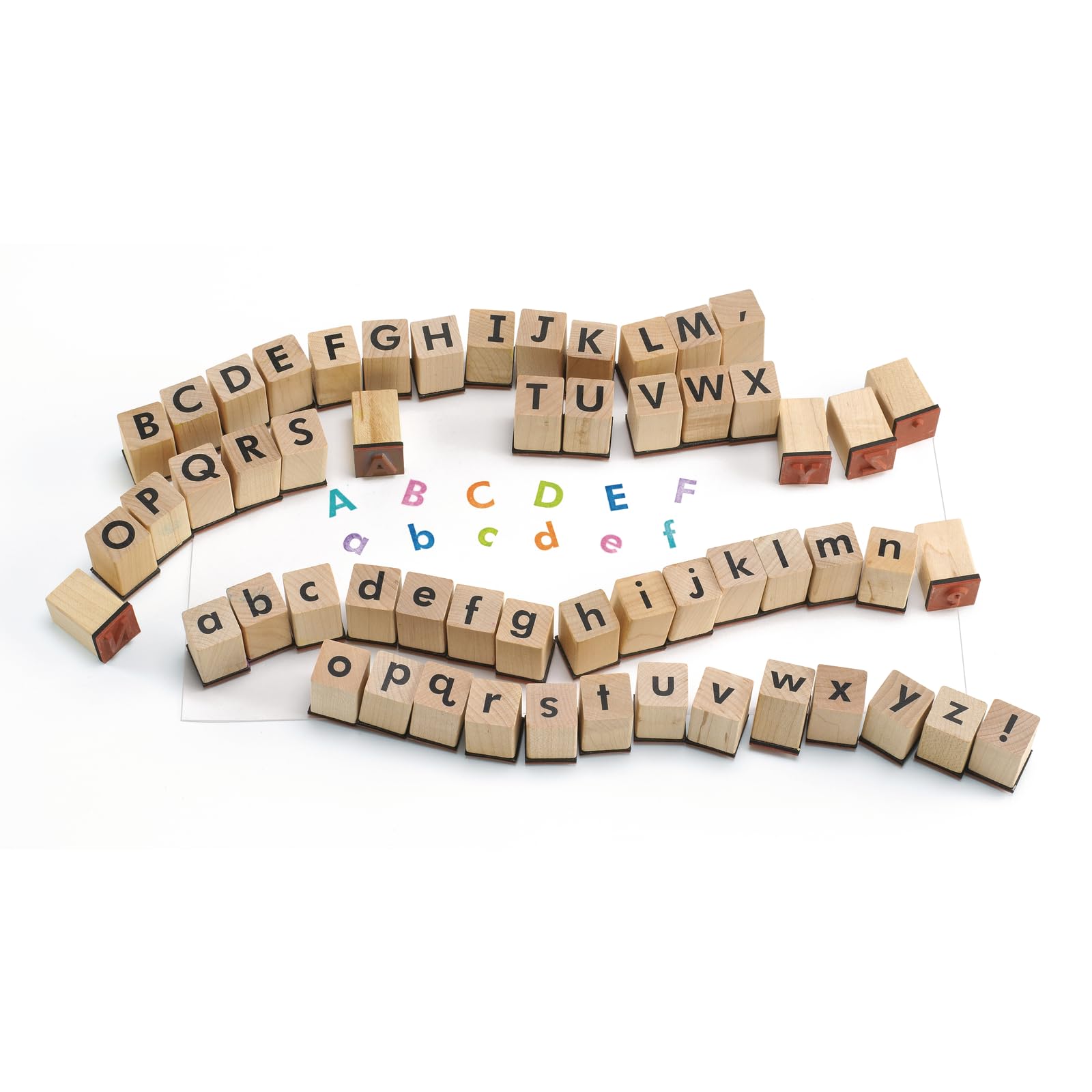 Colorations(r) Uppercase & Lowercase Alphabet Rubber Stamper Set for Kids, 56 Pieces, Learn the alphabet & Punctuation, ABC Stampers, School or Home Use, Use to Decorate and Create Art, Craft Projects