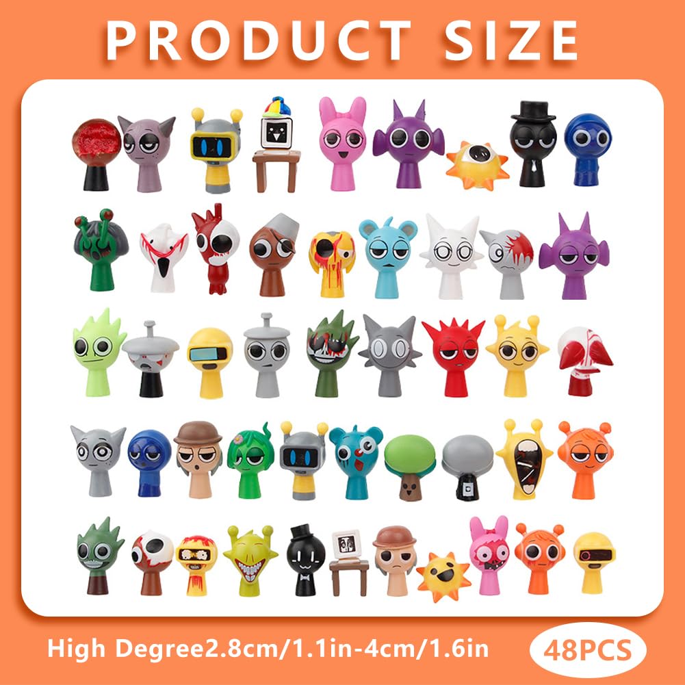 48 Pcs Sprunky Collectible Figurines Set, Cartoon Characters Mini Sprunky Decorative Figures - Image 2