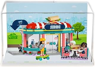 Acrylic Display Case for Lego Friends Heartlake Downtown Diner 41728 - Showcase, Protect & Decorate Model with Dustproof Storage (Background B)