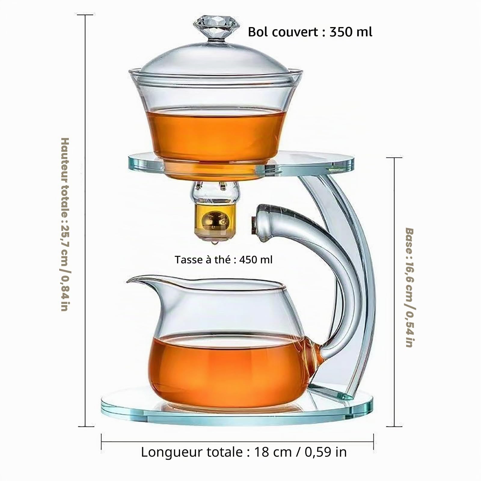Théière magnétique, ensemble de thé semi-automatique, ensemble de thé en verre Lazy Kung Fu, théière magique, ensemble de thé Gongfu, goutte à goutte rotative semi-automatique avec infuseur