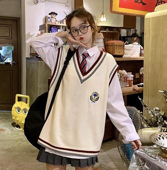 Amazon Sadall レディース ニット ベスト Vネック ニットトップス 学院風 配色ライン スクールベスト 女子 通学 セーター チョッキ ベスト 可愛い 刺繍 制服 韓国ファッション ベージュ ベスト 通販 Amazon Sadall レディース ニット ベスト Vネック ニットトップス 学院風 配色ライン スクールベスト 女子 通学 セーター チョッキ ベスト 可愛い 刺繍 制服 韓国ファッション ベージュ ベスト 通販