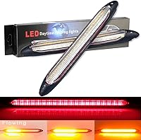 Vista 8 de YSY Tira de luces LED DRL de circulación diurna impermeable de 12 V para faros delanteros secuenciales, señal de giro amarillo, luz diurna universal