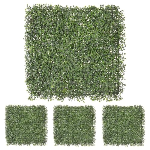 LOLAhome Jardín Vertical Artificial Estilo Boj Natural | 1 m2: 4 Paneles de 50x50 cm | PVC: 5 años protección UV | Realista y Elegante, Fácil instalación | para Interior y Exterior | Jardín Vertical