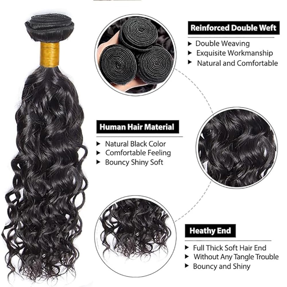 Jucames #1B Black Color Straight Human Hair Extensions Double Weft Virgin Unprocessed Human Hair Bundles Weave 3 Bundles Total 150g #1b Natural Color For Women 16 18 20 Inch - Image 3