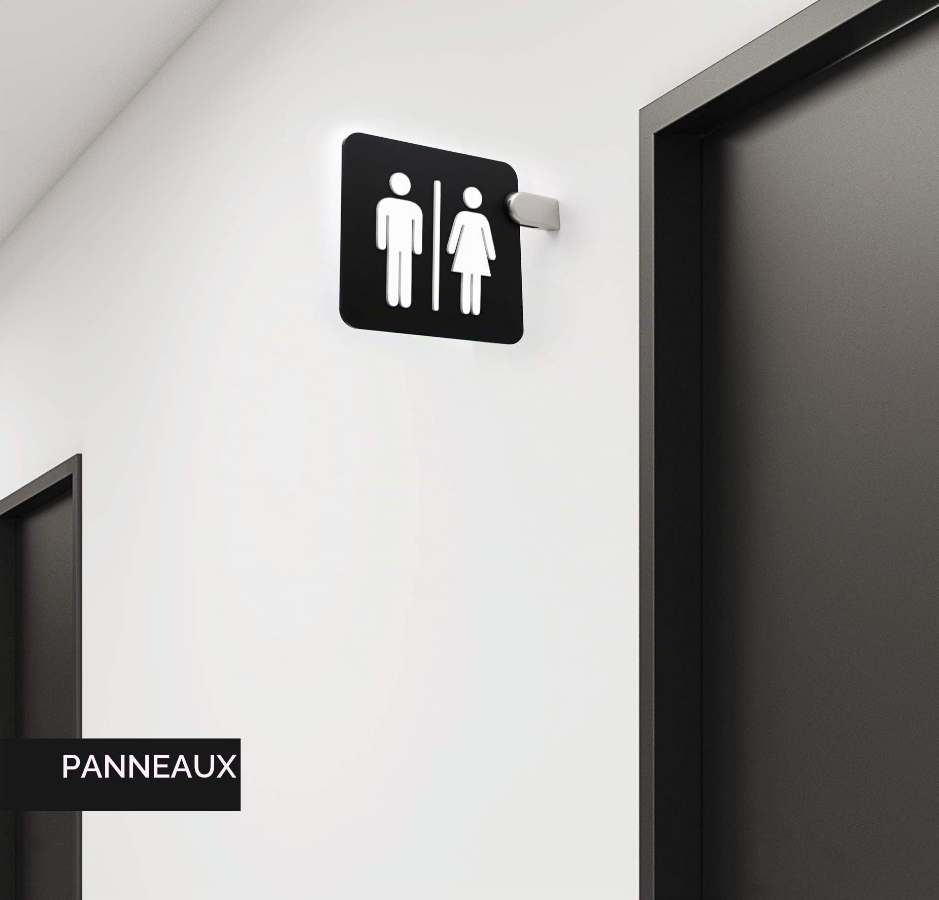 Signs - Enseigne drapeaux double face, en relief (toilettes hommes femmes, restroom, toilettes, salle de bain) Panneau de indication WC pour les couloirs et les espaces (Classic)