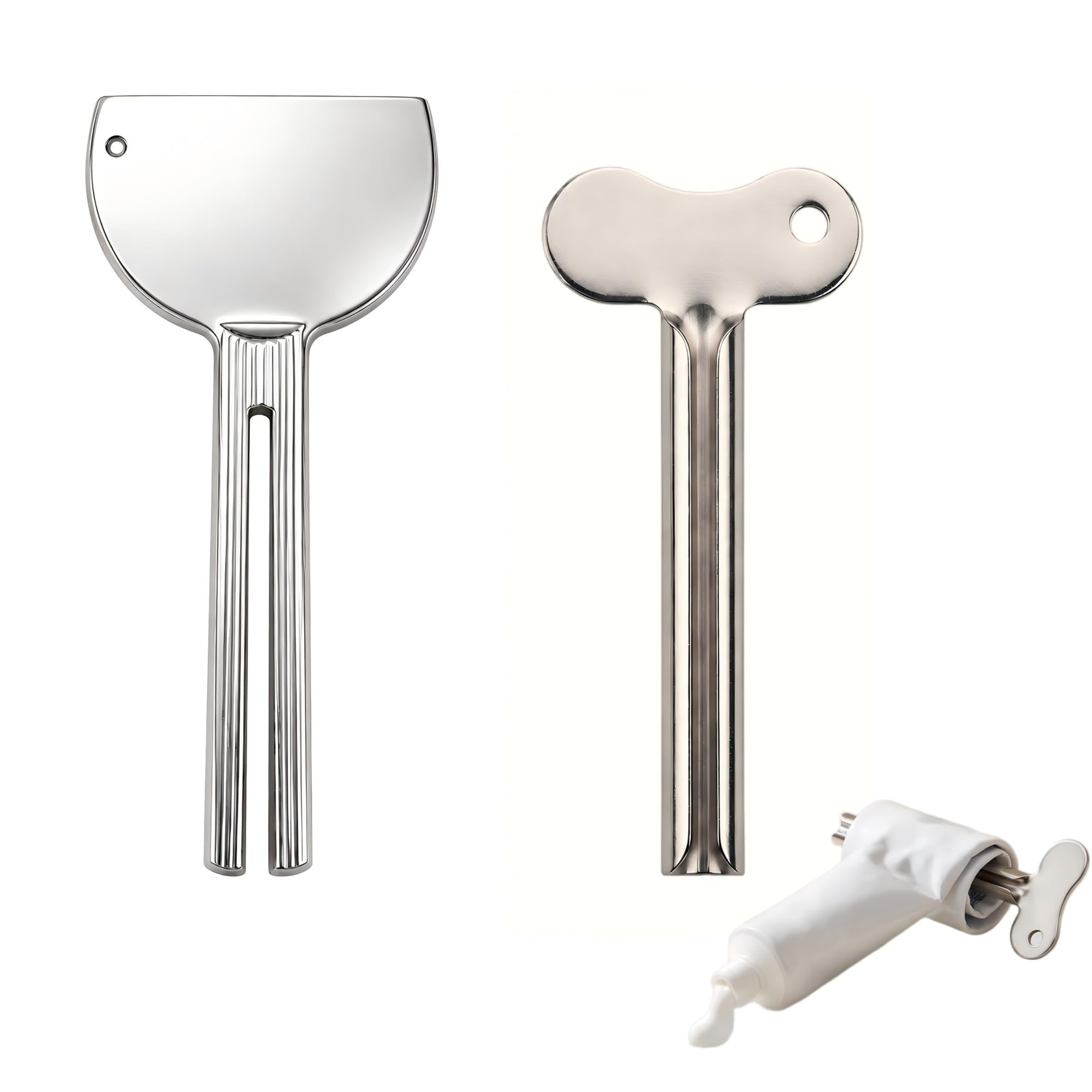 2Pcs Toothpaste Squeezer, Toothpaste Squeezer Tool, Tube Squeezer for Bathroom Use and Travel Toiletry Management, Silver Color-image-5