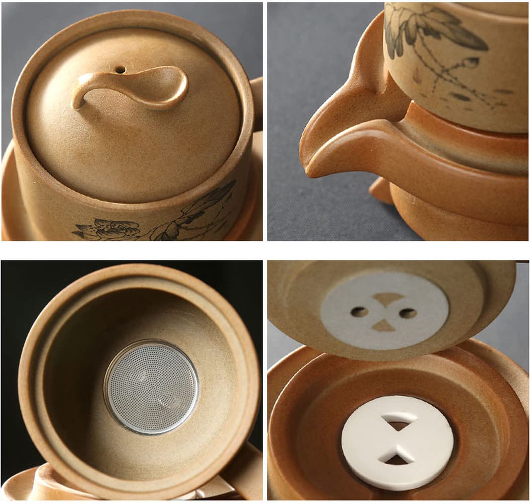 Service à thé Automatique Chinois pour la Maison, théière en céramique créative avec Pierre à broyer, Service à thé Rotatif