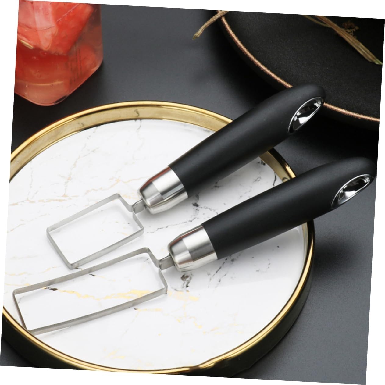 Mikinona Stainless Steel Watermelon Cutter for Fruit, Portable Black