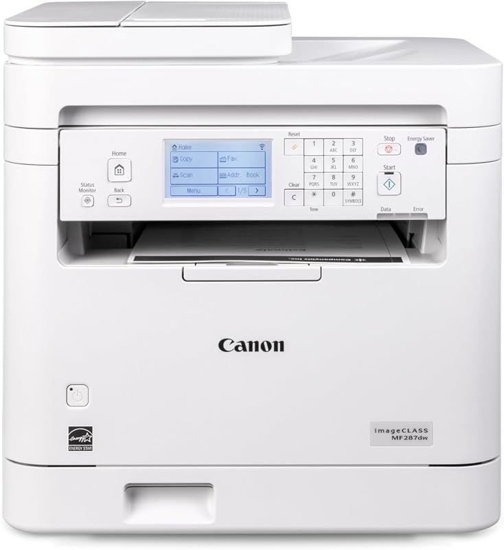 Canon imageCLASS MF287dw - Impresora láser monocromática, dúplex, inalámbrica, impresión, copia, escaneo, fax todo en uno, alimentador automático de documentos, garantía limitada de 1 año, 35 PPM, blanco