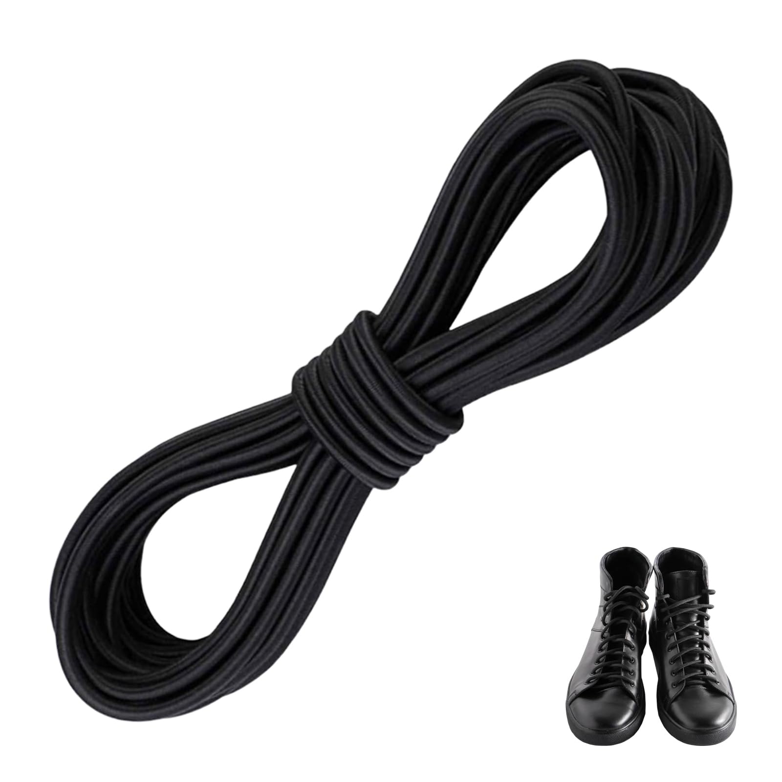 3MM Black Elastic Cord 5Meter Elastic String Bungee Cord Round Stretchy Cord Bungee Rope Multifunctional Drawstring Elastic for Backpack Tent Poles DIY Craft Projects Camping