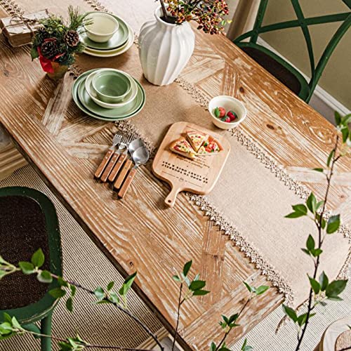 Nappe de table à thé en dentelle crème chemin de table bohème jute - 3