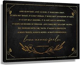 1 Corinthians 13 4-8 Love is Patient Love is Child Love Fails Bible Verse Wall Art Printable Scripture Wedding Gift Poster Decoration for Bedroom (20x30inch(50x75cm),Framed)