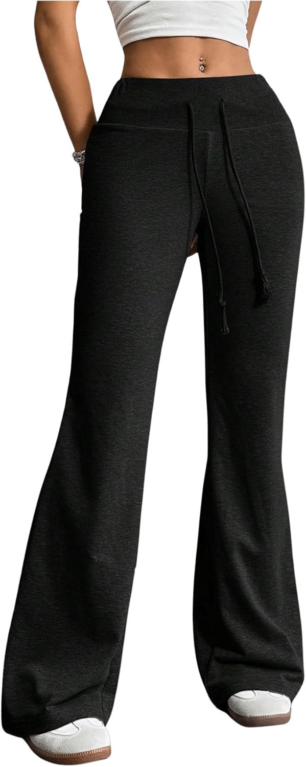 SHENHE Women's Drawstring Waist Bell Bottom Flare Leg Sweatpants Sports Causal Pants