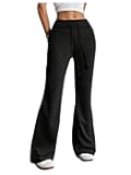 Women's Drawstring Waist Bell Bottom Flare Leg Sweatpants Sports Causal Pants
