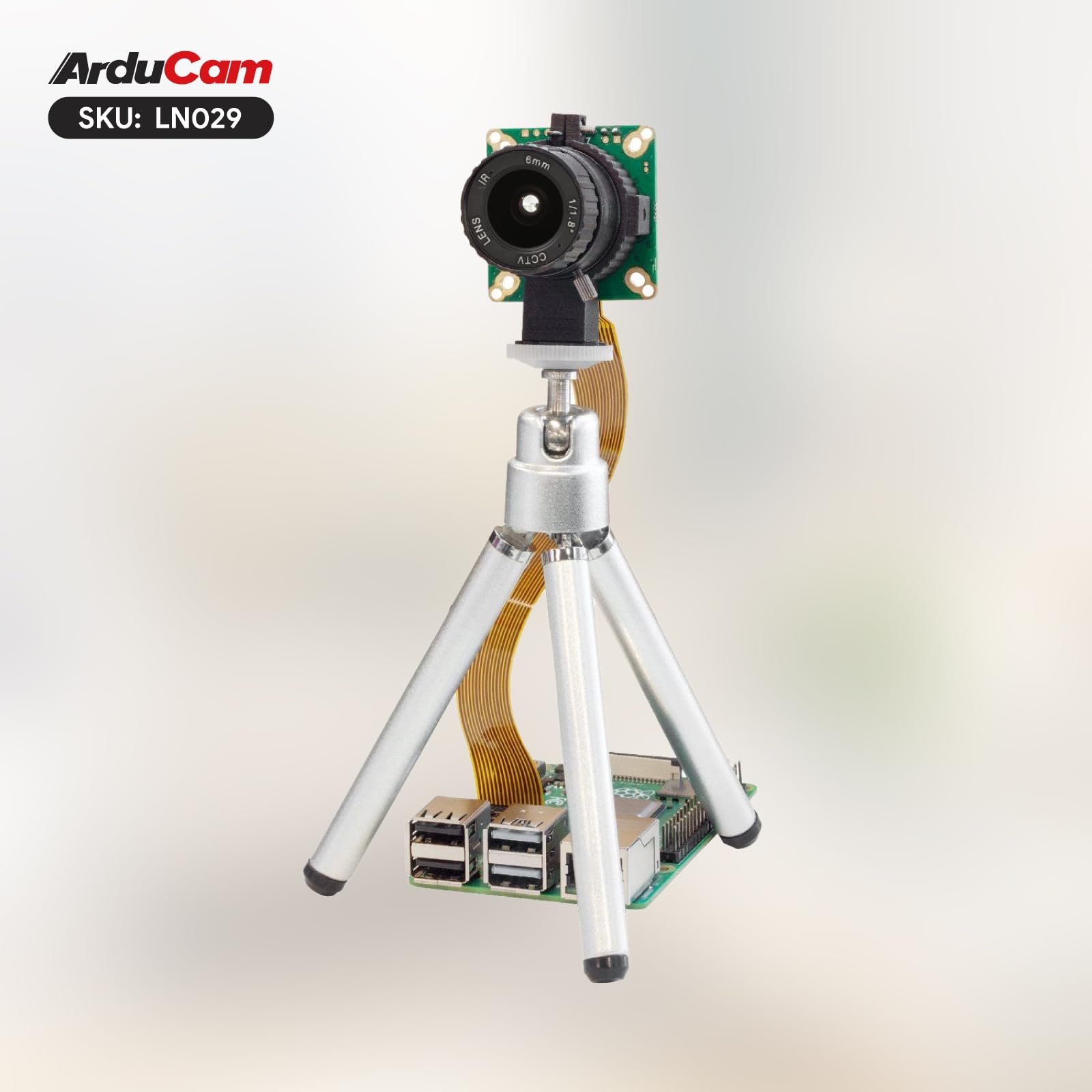 Arducam Lente para cámara Raspberry Pi HQ, Lente Gran Angular con Montura CS, Longitud Focal de 6 mm con Enfoque Manual