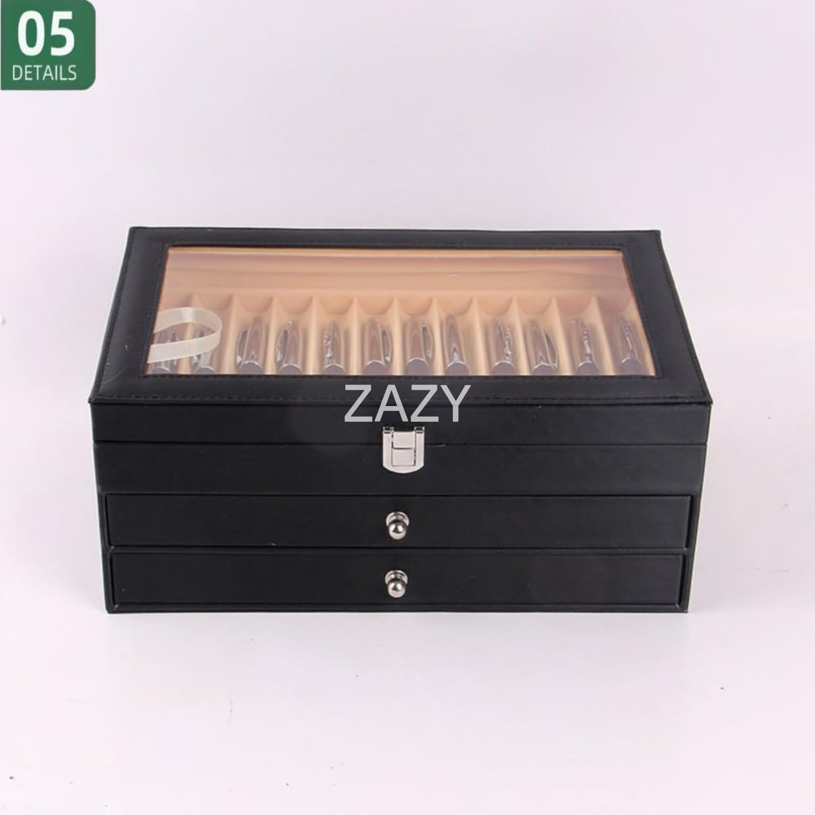 本革ペンボックス【引き出し付き】 Amazon.co.jp: 36 スロット ZAZY 木製ペンディスプレイケース ガラス窓