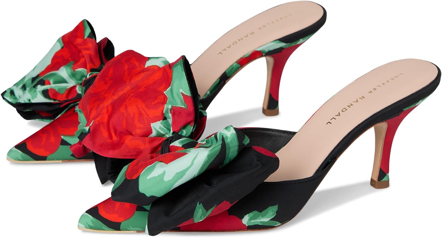Loeffler Randall Margot Bow Mule bouquet black floral