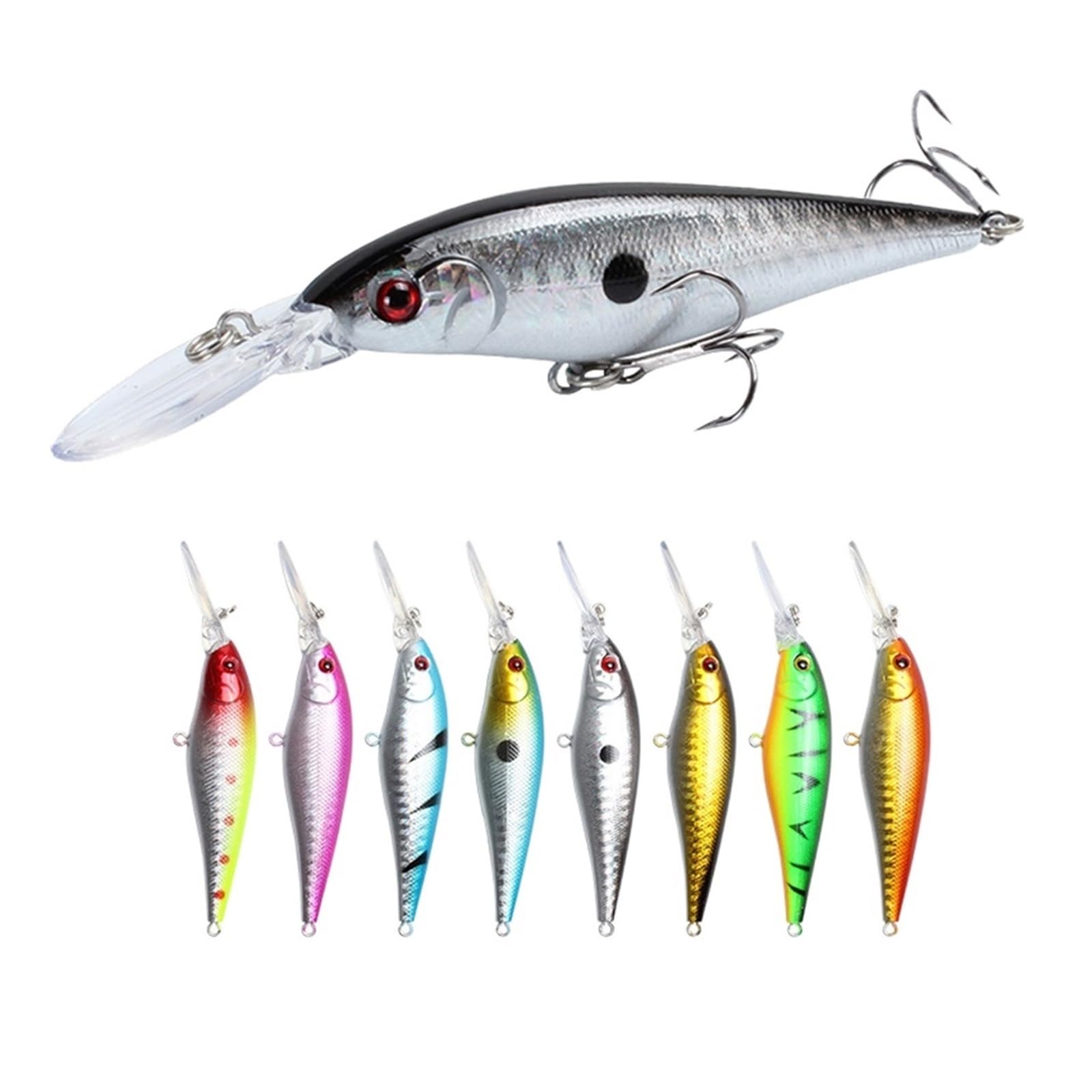 INEOUT 8 Sztuk Minnow Przynęta Wędkarska Woblery 10.3g 11cm Szczupak Karp Akcesoria Wędkarskie Woblery Twarda Przynęta Pływające Kotwiczki Crankbait