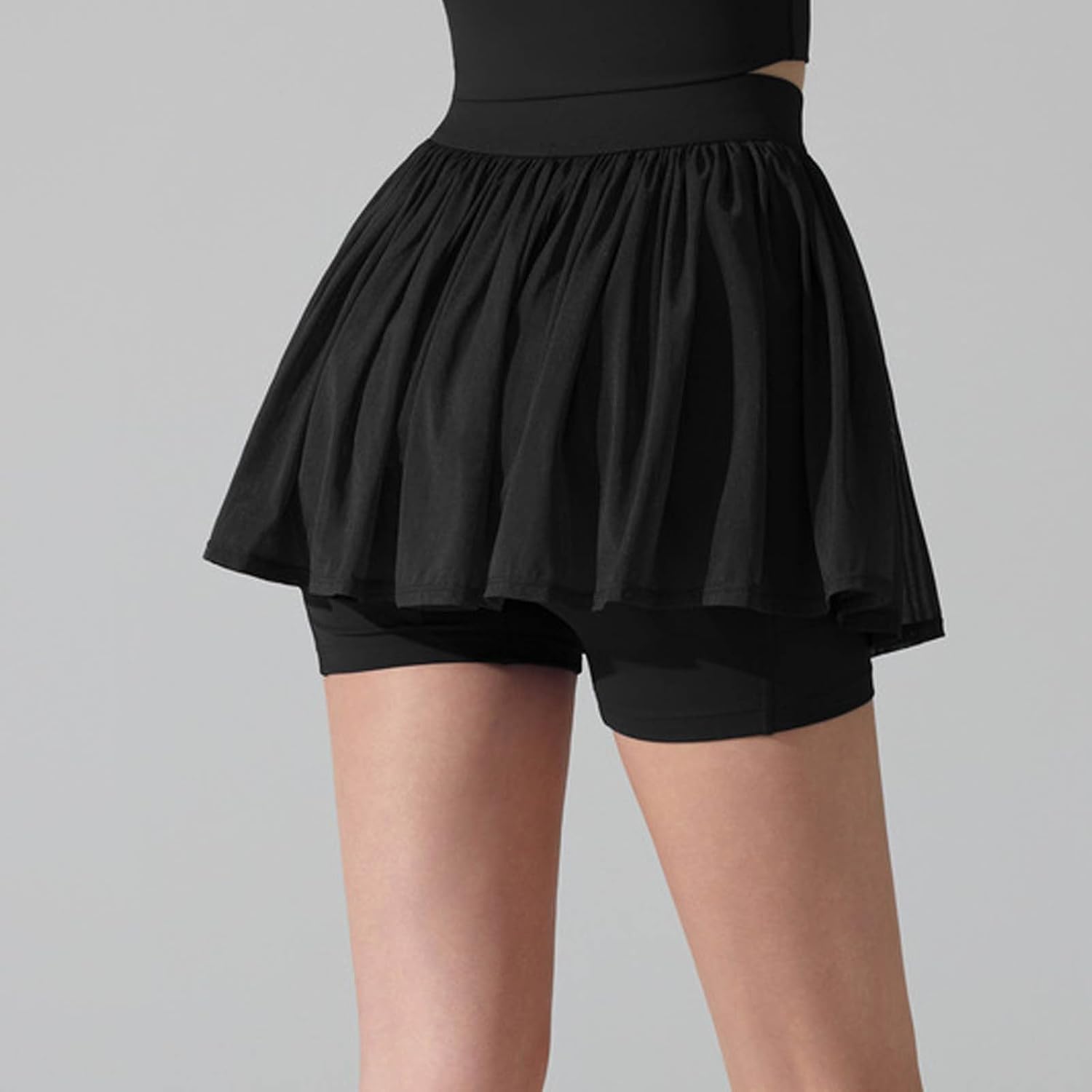 Womens Tennis Skirts Pleated Skorts Pockets Double Ruffle Golf Skirts with Shorts Athletic Workout Running Skorts