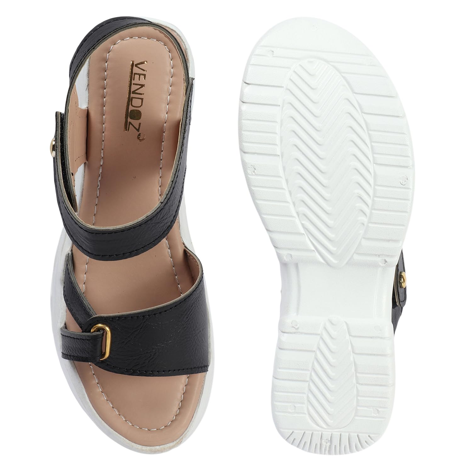 Vendoz Women Casual Cream Wedges Sandal - Image 6