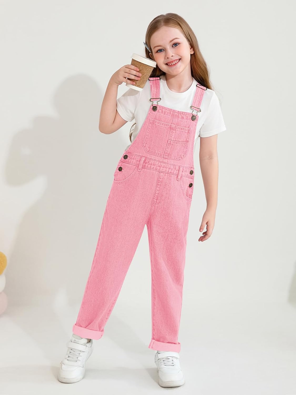 Haloumoning Girls Denim Overalls Kids Sleeveless Jumpsuits Rompers Crisscross Bib Overall with Pockets 5-14 Years - Image 2