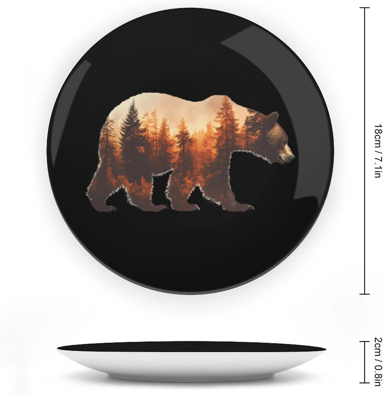 Bear Autumn Forests Decorative Plates for Display Ceramic Plate Tray with Stand Hanger Home Decor
