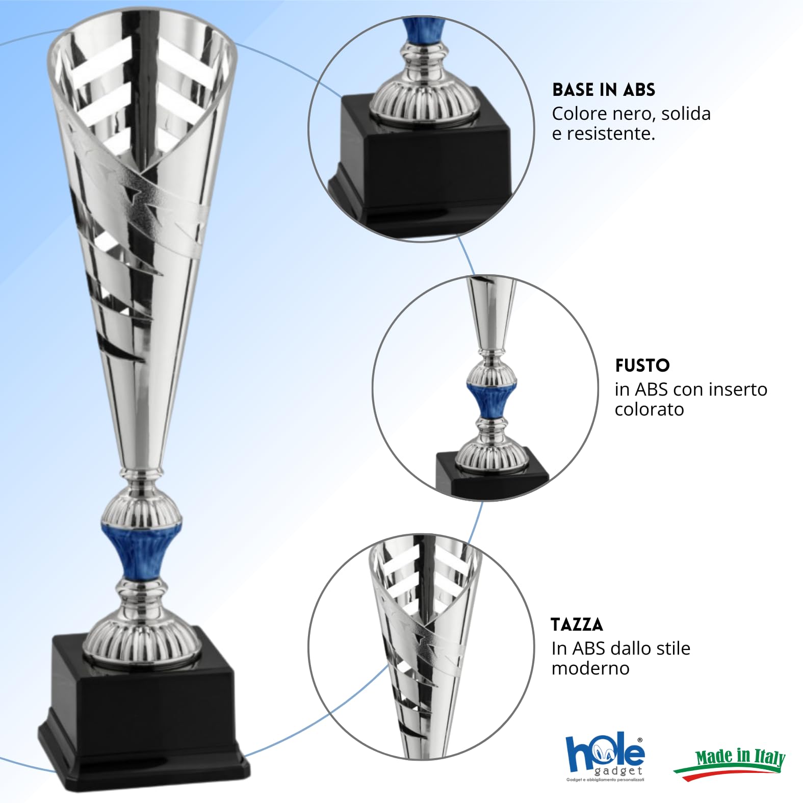Coppa Trofeo Personalizzabile 41, 40, 39 cm Singolo o Tris per Tutti Gli Sport, Calcio, Calcettto, Tennis, Basket, Padel, Fantacalcio, Concorsi, Premiazioni cod 12.911