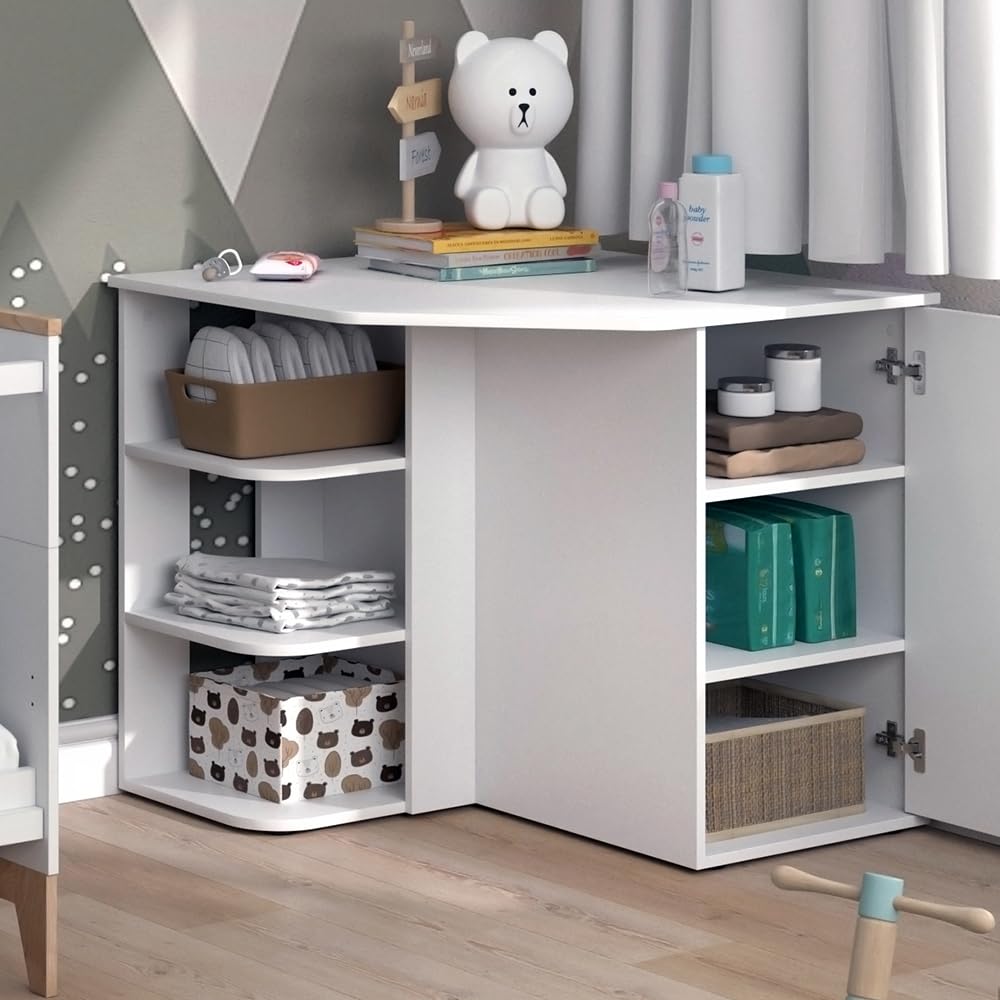 Vicco Fasciatoio Kristian Bianco 85 x 77.3 cm porta e vani aperti convertibile in cassettiera