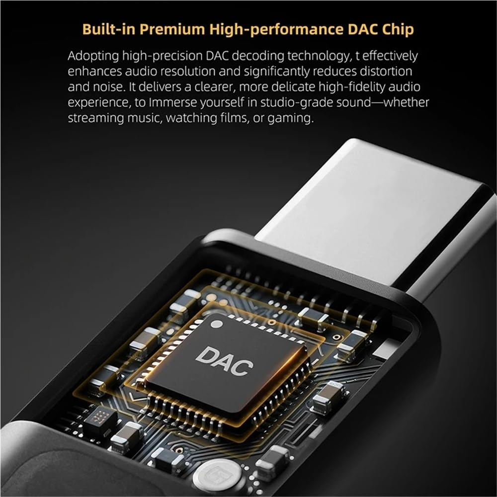 KZ AM02 - Adattatore audio da USB C a 3,5 mm, dongle DAC con modalità EQ a 4 stadi, amplificatore portatile per cuffie Hi-Fi, 96 kHz/24 bit, decodifica senza perdita per iPhone 15/telefoni