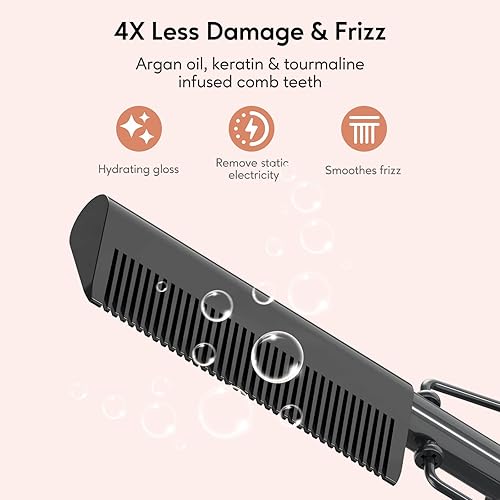 Miniatura 4 de Terviiix Peine caliente eléctrico para pelucas de encaje frontal, peines de presión para cabello de mujeres negras, peine alisador antiquemaduras