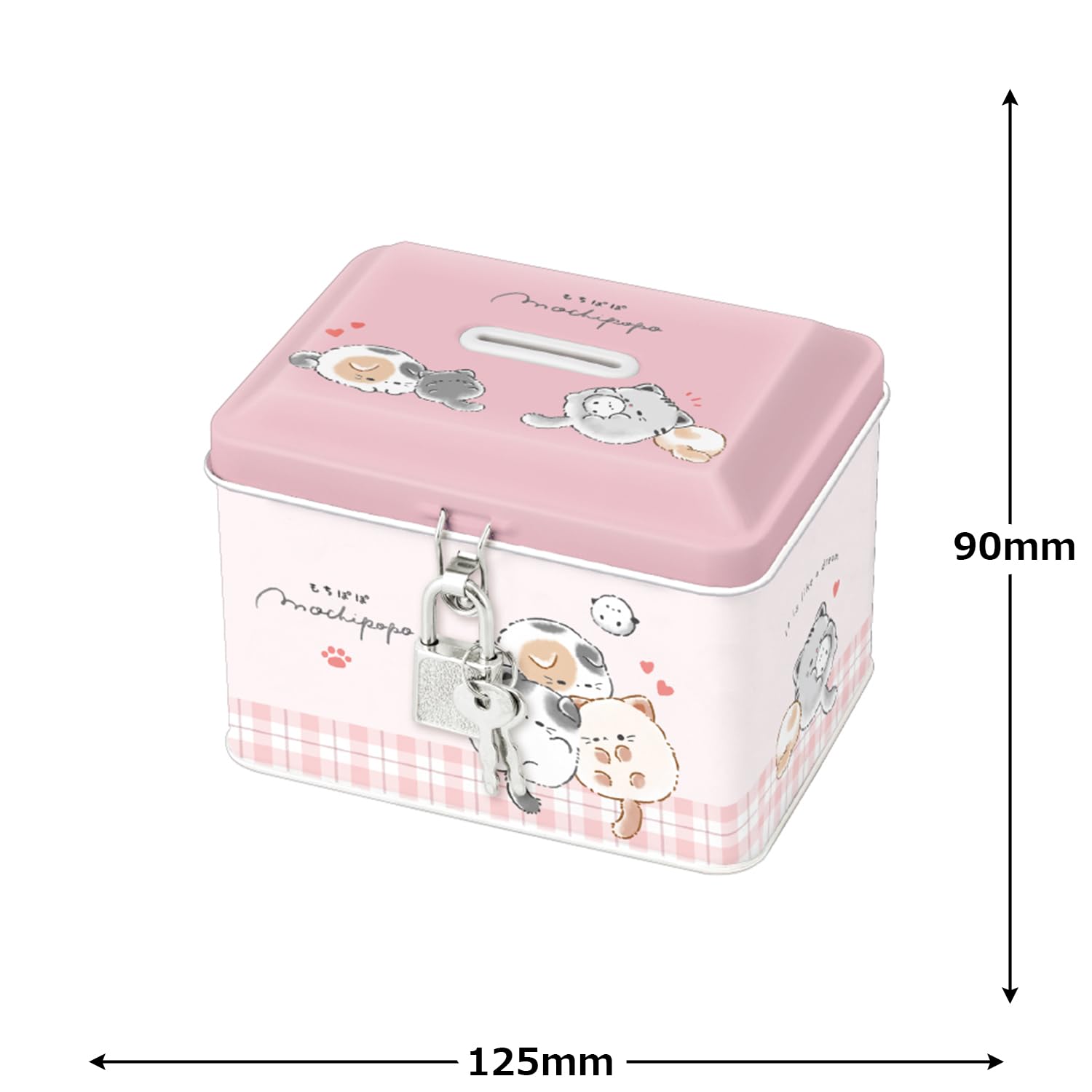 Amazon.co.jp: クラックス 貯金箱 カギ付缶バンク モチポポ ネコポポ