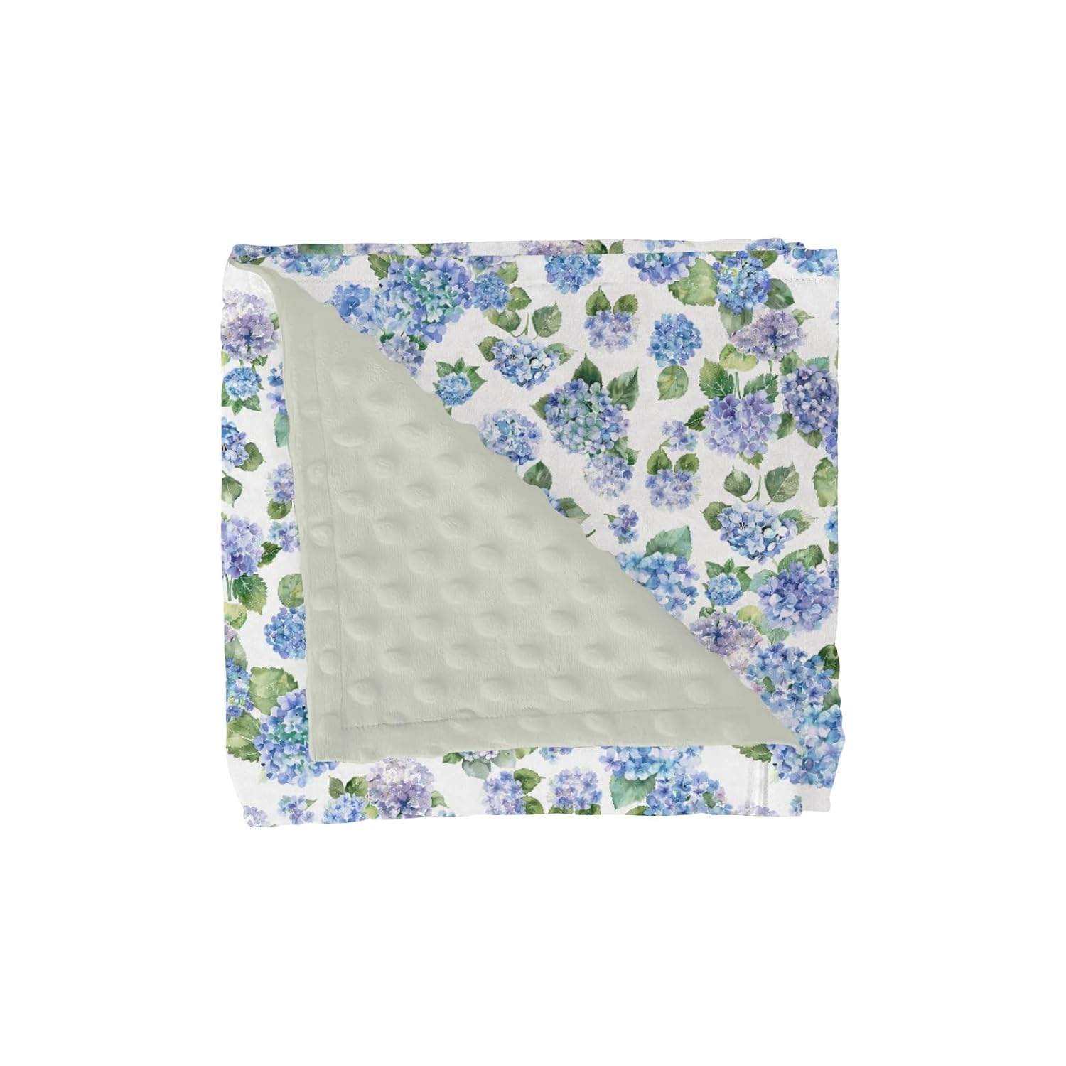 Blue Hydrangea Floral Baby Blanket for Girl Boy with Dotted Backing Double Layer Watercolor Flowers Painting Soft Swaddle Receiving Blanket Wild Floral Newborn Toddler Nursery Bed Throw 30x40