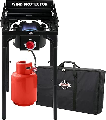 Hike Crew Estufa de gas para exteriores de hierro fundido de 1 quemador Placa de cocina portátil de propano de 75,000 BTU con control de llama