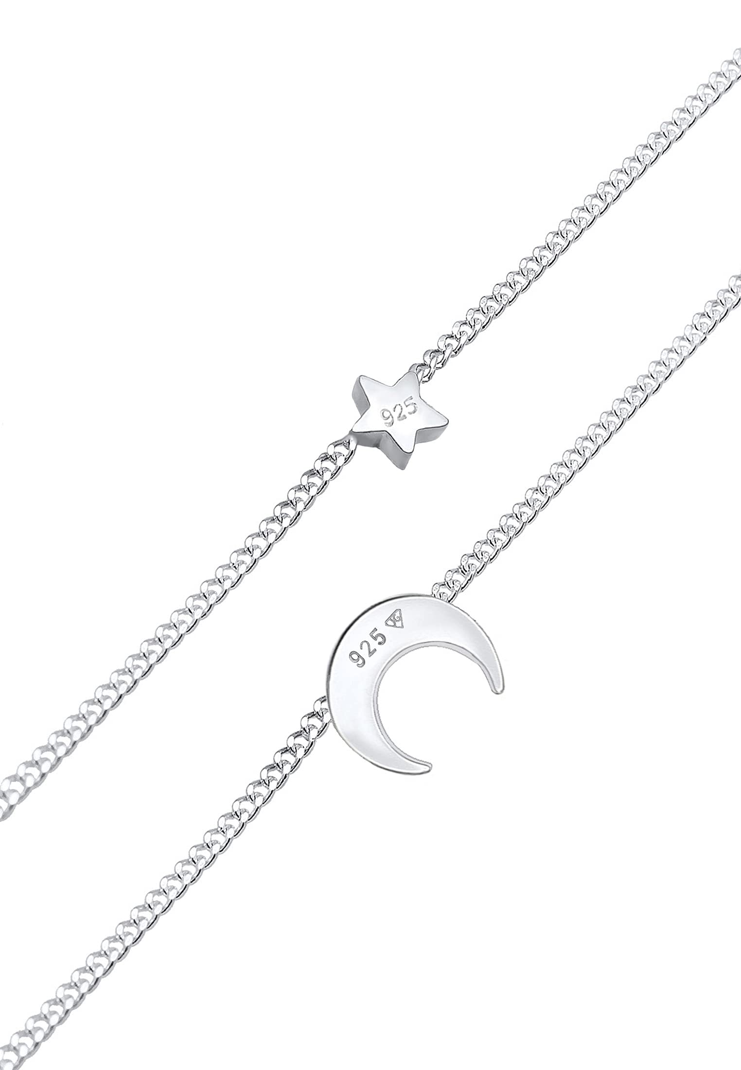 Elli Collana girocollo da donna a righe Astro mezzaluna stelle in argento sterling 925