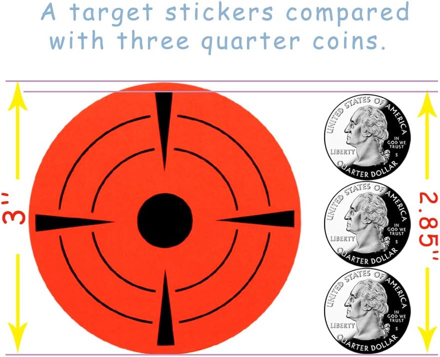 Hcode 3 Inch Round Adhesive Target Pasters Fluorescent Shooting Targets Stickers Target Dots for Shooting Total 250 Pcs (Fluorescent red)