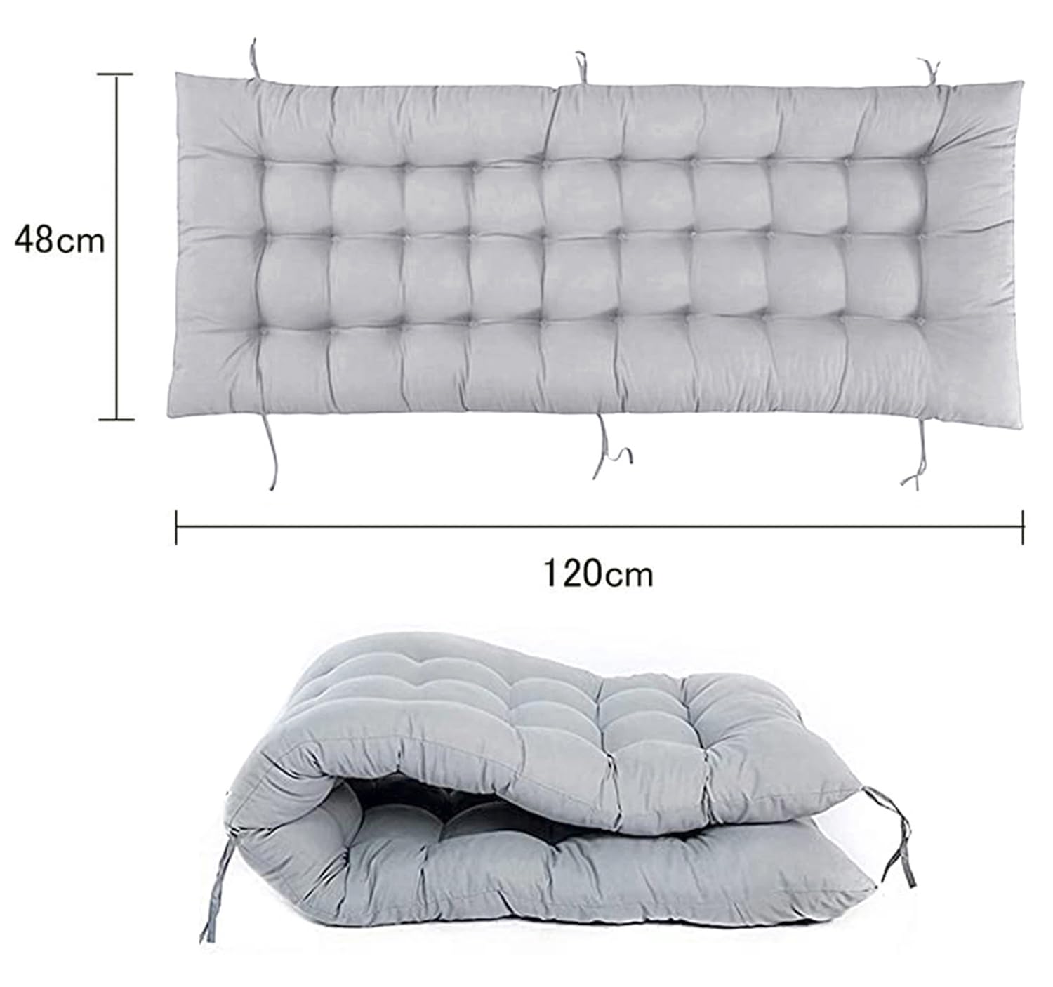 Bequemes Sitzkissen für Gartenbank, 2-/3-Sitzer, rutschfest, rechteckig, für Chaise/Wippe, 140 x 50 cm, Beige, Outdoor-Sitzkissen