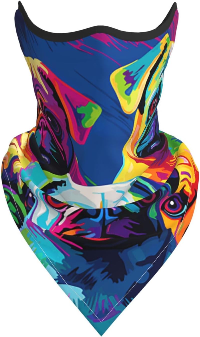 Protection Neck Gaiter Face Cover Pop Art Pugs Balaclava Scarf Mask, Windproof Breathable Sun Shield for Men Women, Skiing Hiking Cycling Outdoor Sports