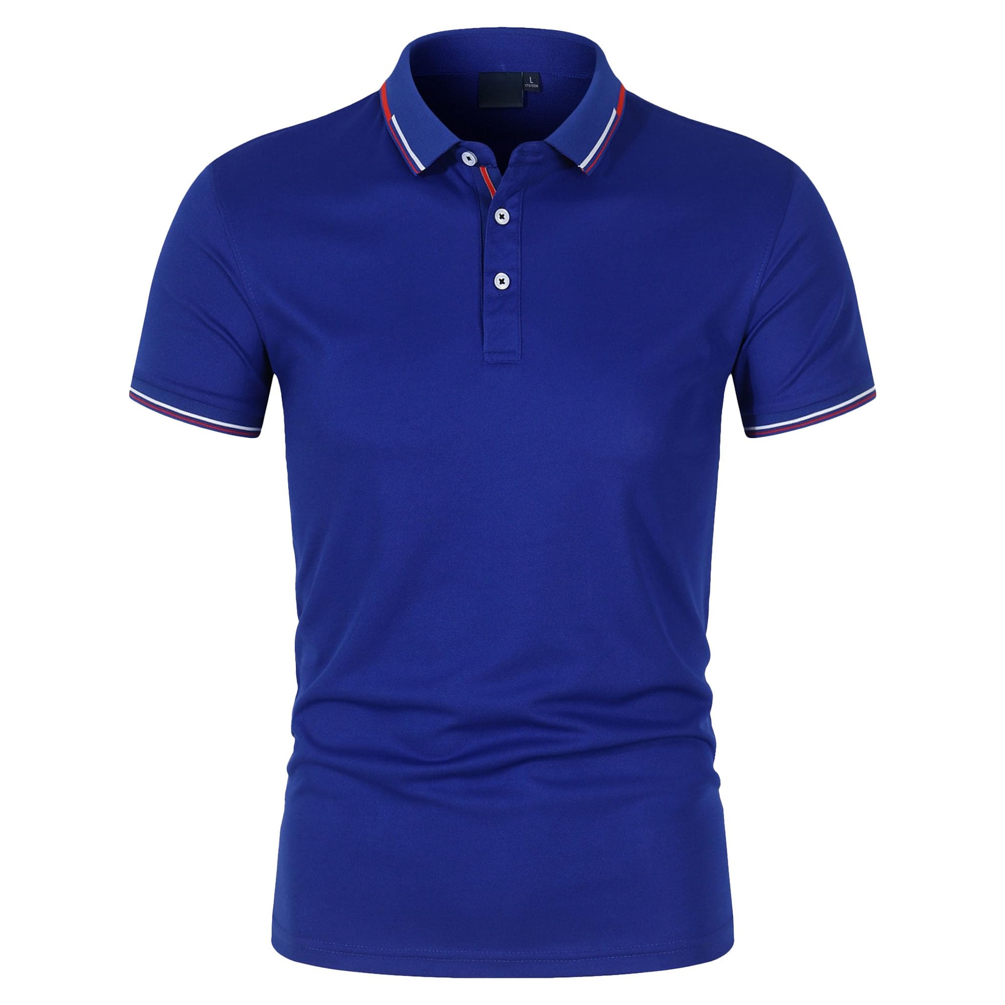 Men Quarter Button Lapel Henry Shirts Casual Polo Shirt for Party Working Summer Comfy Exercise Pullover Tops (Blue,Small)