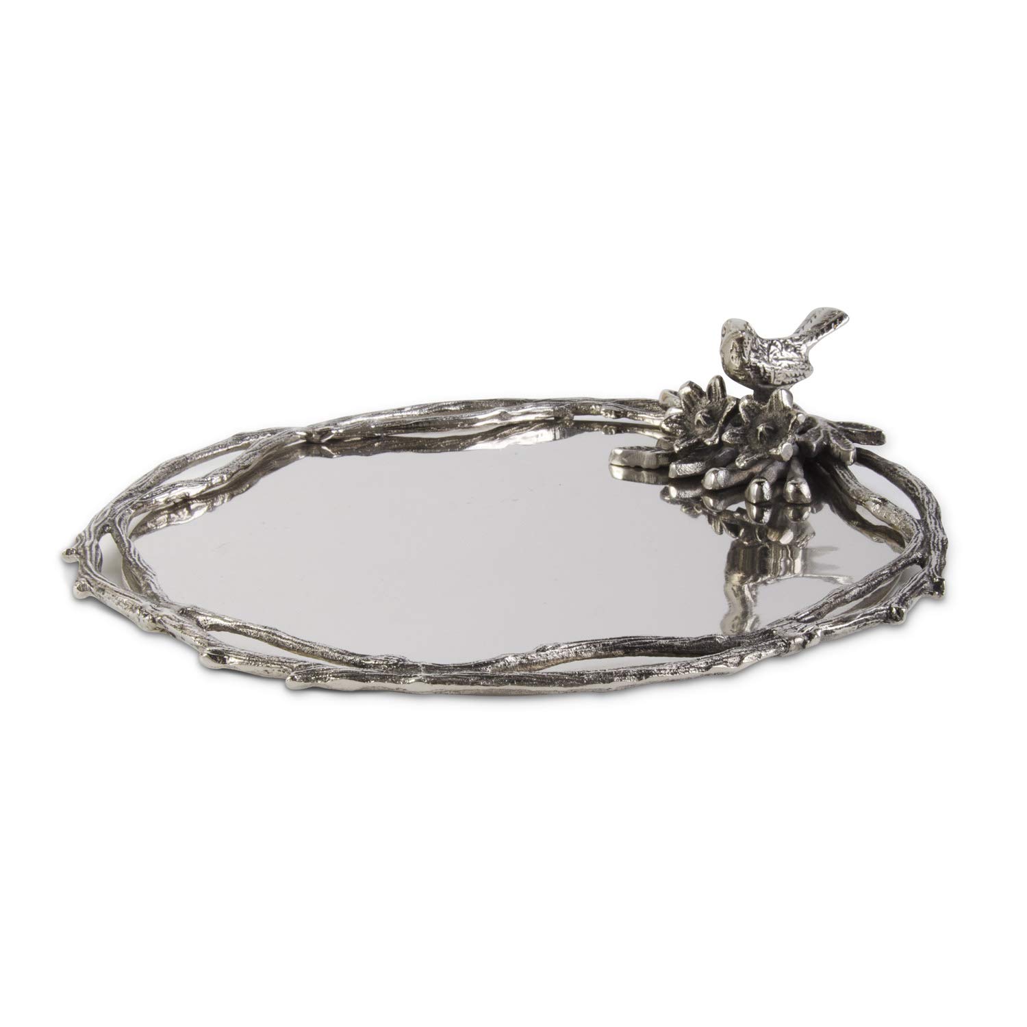 Plateau en nickel oiseau K&K Interiors pour vide-poches chic