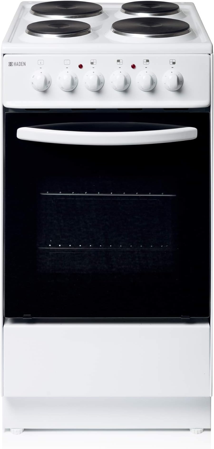 Haden Electric Cooker – Freestanding 52 Litre Cooker with 4 Solid Plate Rings - Single Cavity Oven - 50cm, White - CA03