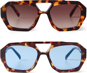 Trendy Aviator Sunglasses for Women Men Retro 70s Square Sunnies