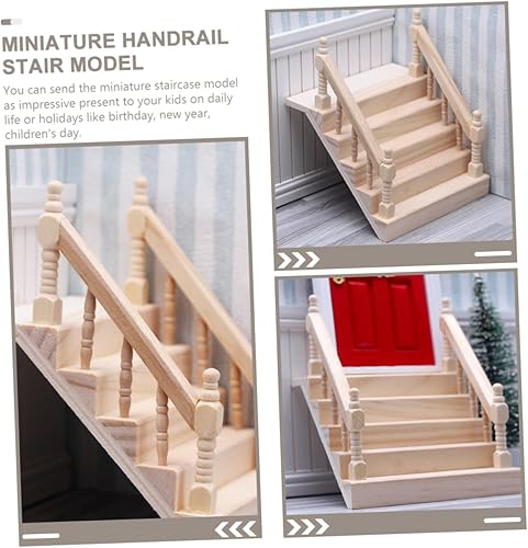 Miniatura 5 de Casa de muñecas Pasamanos Escalera Casa de muñecas Mini Pasamanos de madera Escaleras Escena en miniatura Escalera Escalera de madera Miniatura