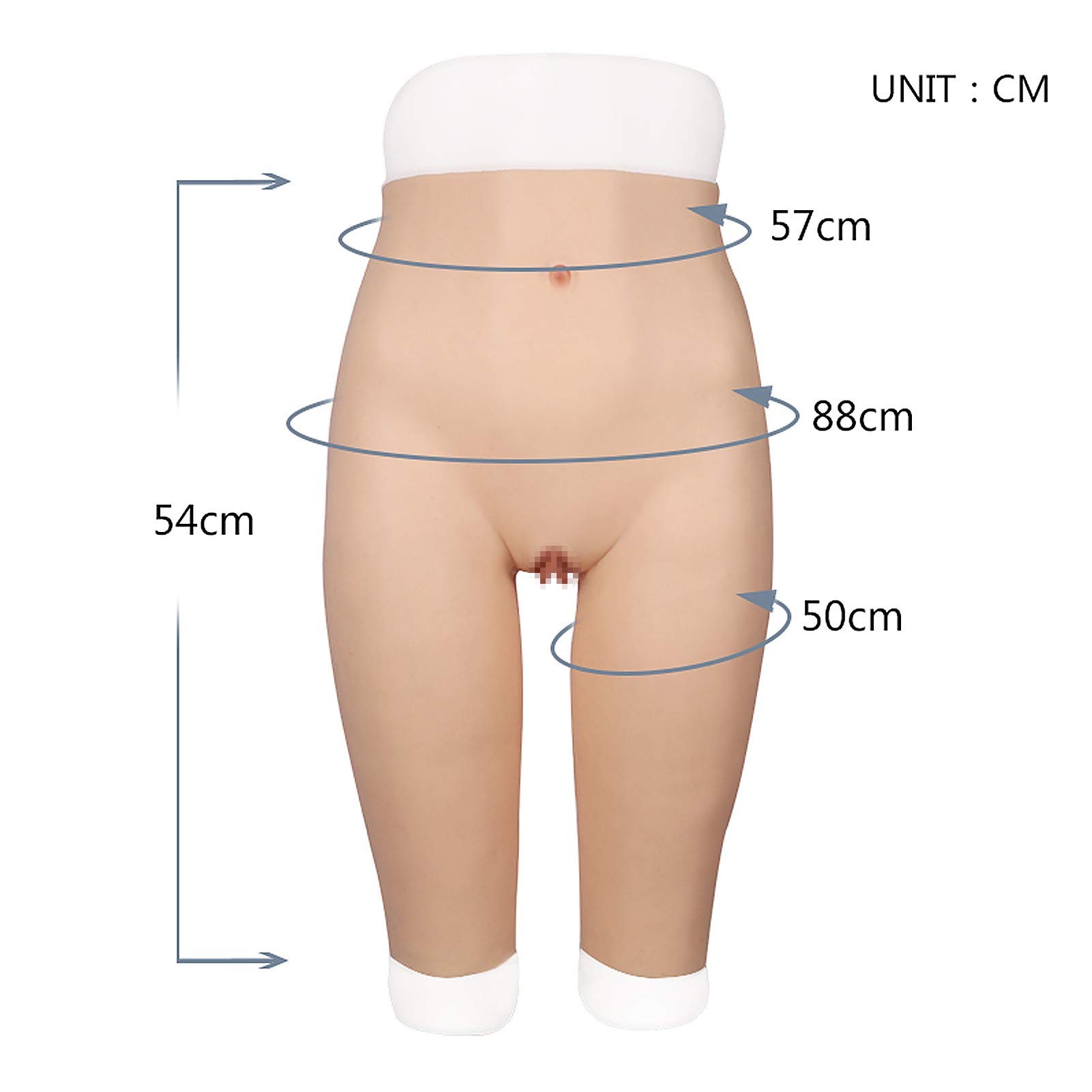 Vagina Falsa de Silicona Crossdresser Cintura Alta Pantalones de Cuatro Esquinas Ombligo Abundantes Nalgas (1-Ivory White,with Vagina)