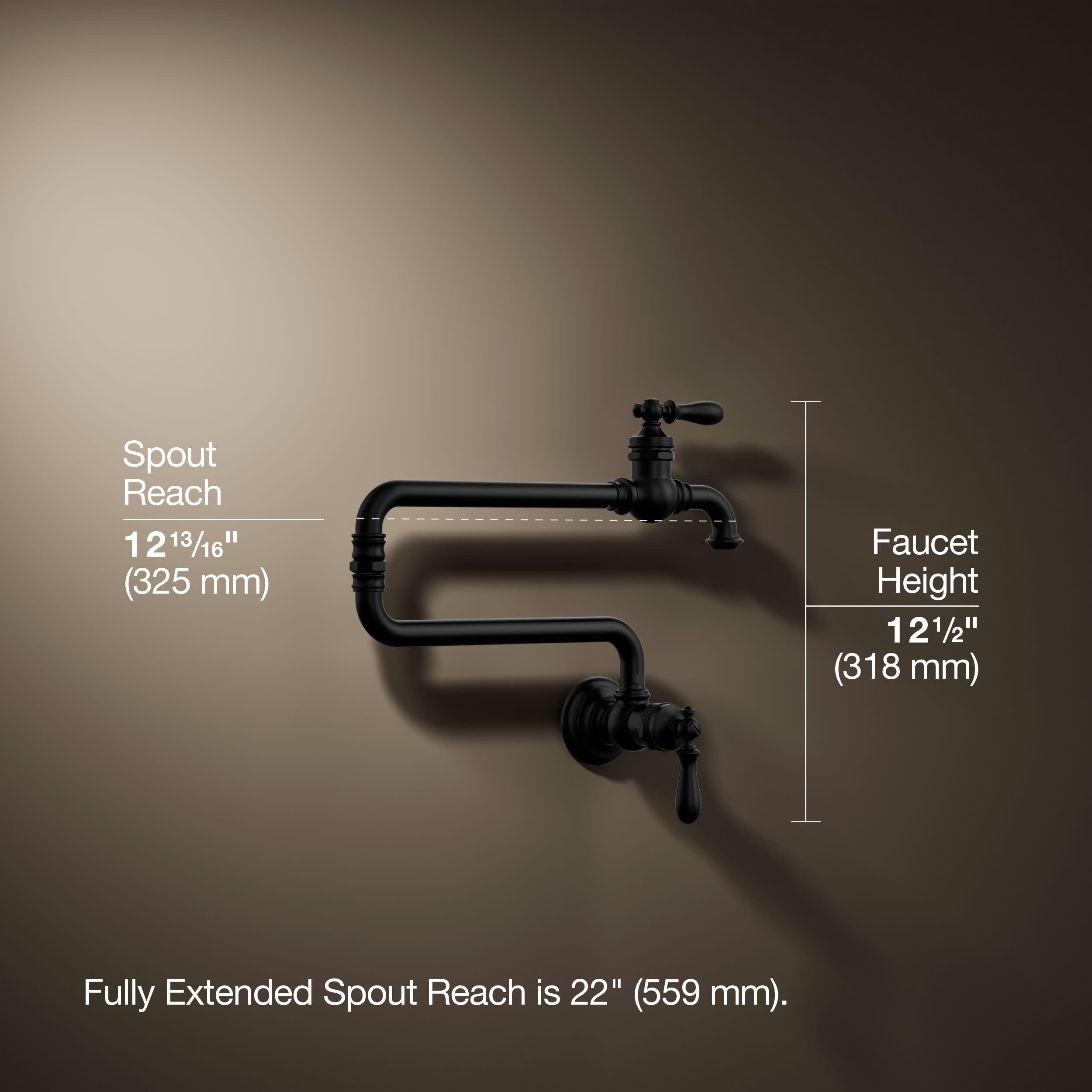 KOHLER 99270-BL Artifacts Wall-Mount Pot Filler, Pot Filler Faucet