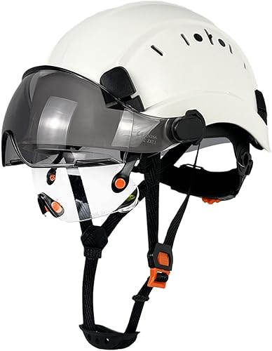 Miniatura 9 de CR06+2V Casco de seguridad de construcción con visera incorporada, casco duro ABS con visera ajustable, protección para la cabeza de trabajo,