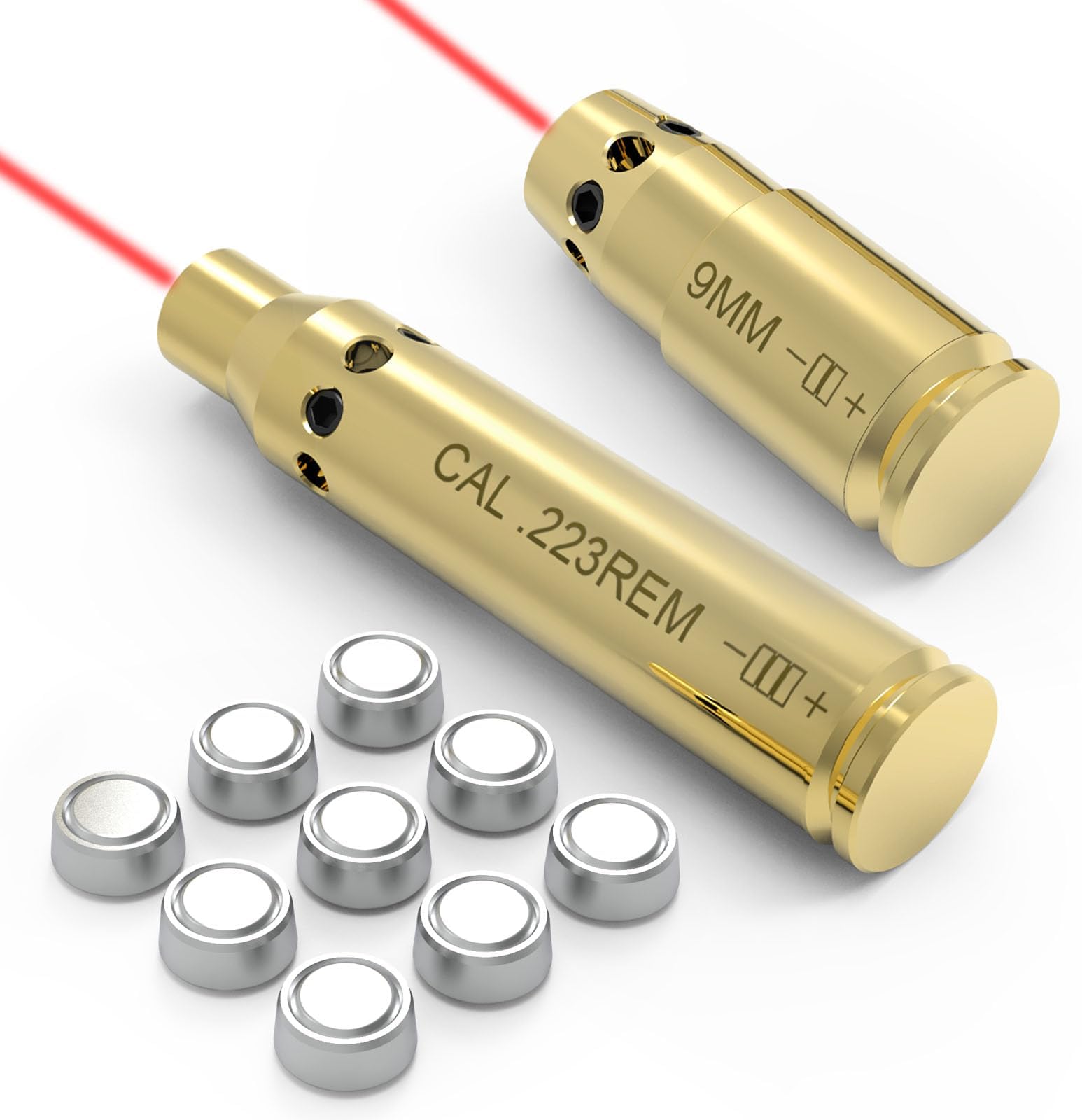 BoreSighter for 22LR/223/9MM/7.62X39MM/30-30/30-06/.25/270/243/308/7MM/ 45ACP Colt Caliber Rifle Scope Handgun Brass Red Dot Boresight Kit for Hunting with AG3 Batteries (Special, Bullet Type)