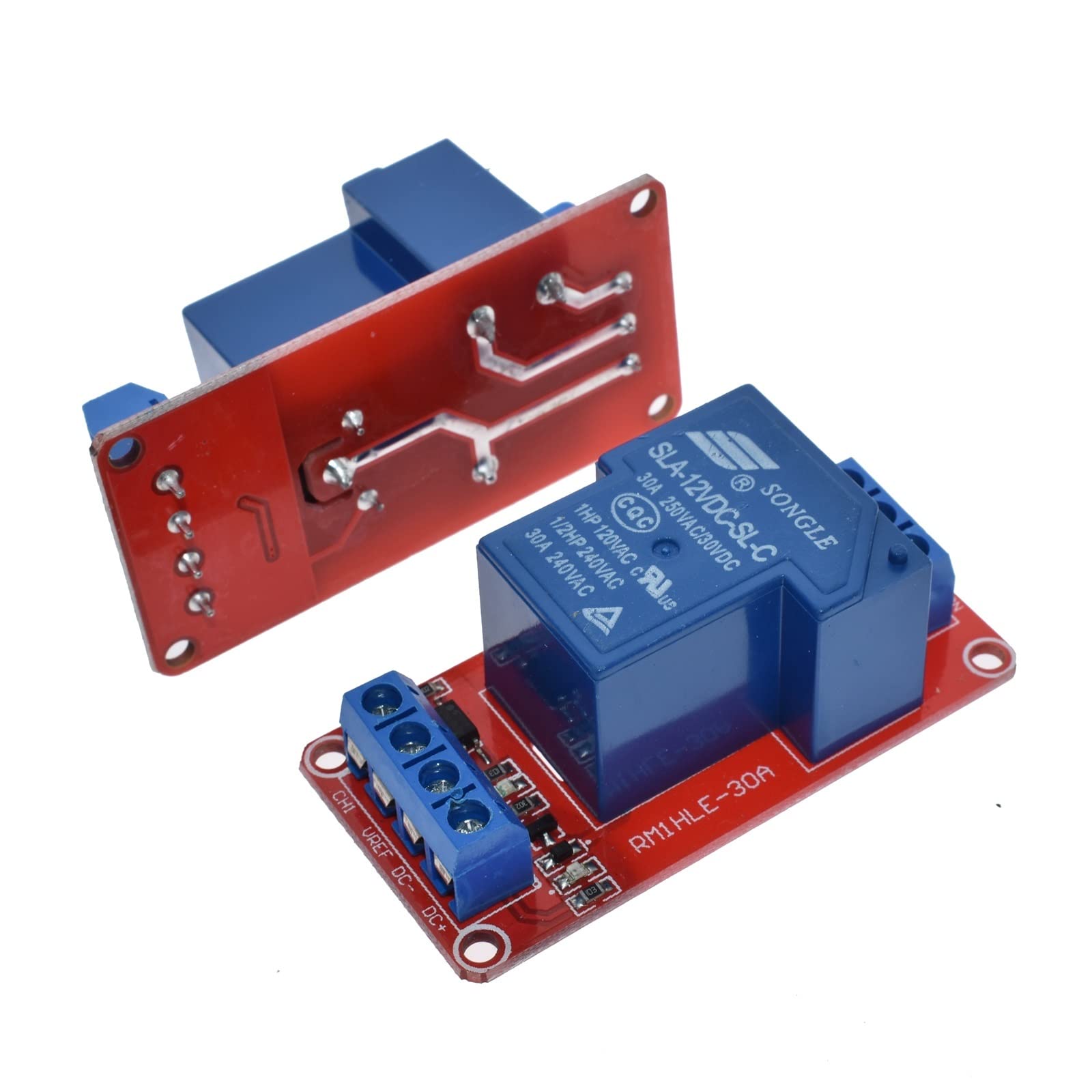 CSKWLLNBC 12V 5V 30A Two-Way Isolation Relay Module High/Low Level Trigger 12V/5V 1-Channel +Electronic with Optocoupler(Onecolor)