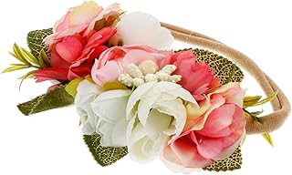 Abaodam 3 Pçs Cabeça De Menina Flor Recém-Nascido Tiaras De Flores Bebê Menina Flor Bandana Bebê Rosa Bandana Para Bebê Menina Recém-Nascido Tiaras De Bebê Infantil Flor Faixa De Cabelo